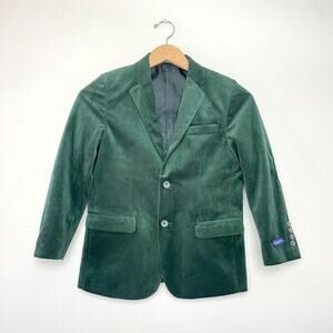NWOT Gioberti Green Velvet Kids Boys Blazer 10 Elbow Patches Preppy Old Money
